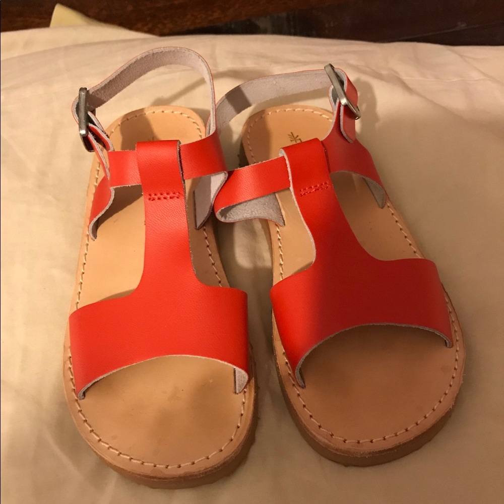 Freshly picked little girl’s red sandals